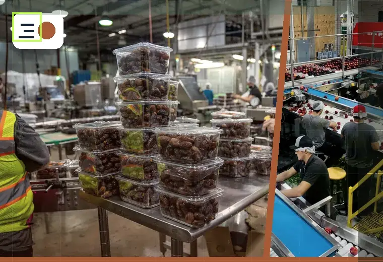 Production process relating to square and rectangular containers